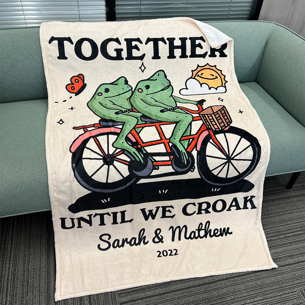 ⭐️Personalized Frog Illustration Blanket Together Until We Croak Style 2