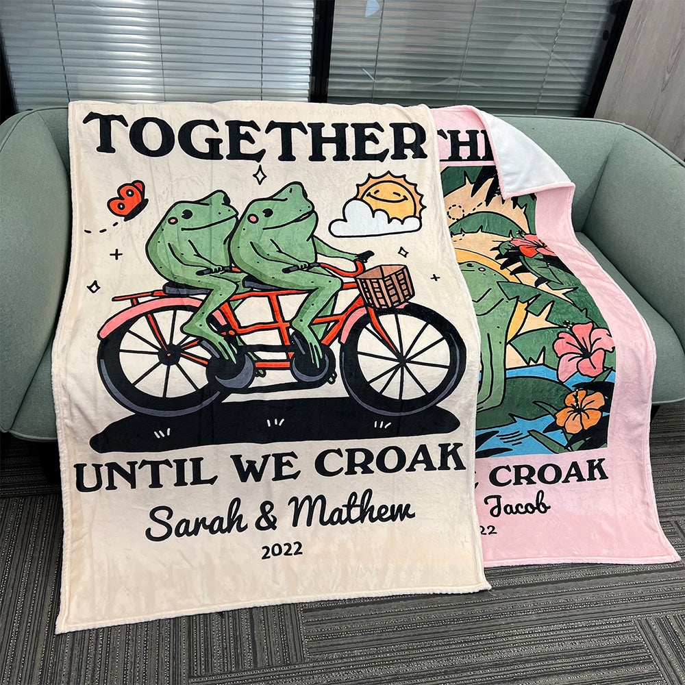 ⭐️Personalized Frog Illustration Blanket Together Until We Croak Style 2