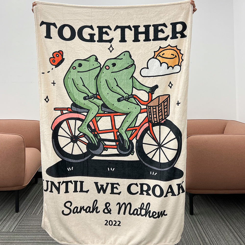 ⭐️Personalized Frog Illustration Blanket Together Until We Croak Style 2