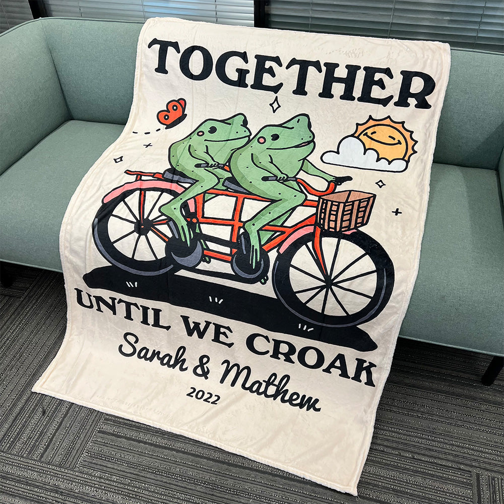 ⭐️Personalized Frog Illustration Blanket Together Until We Croak Style 2