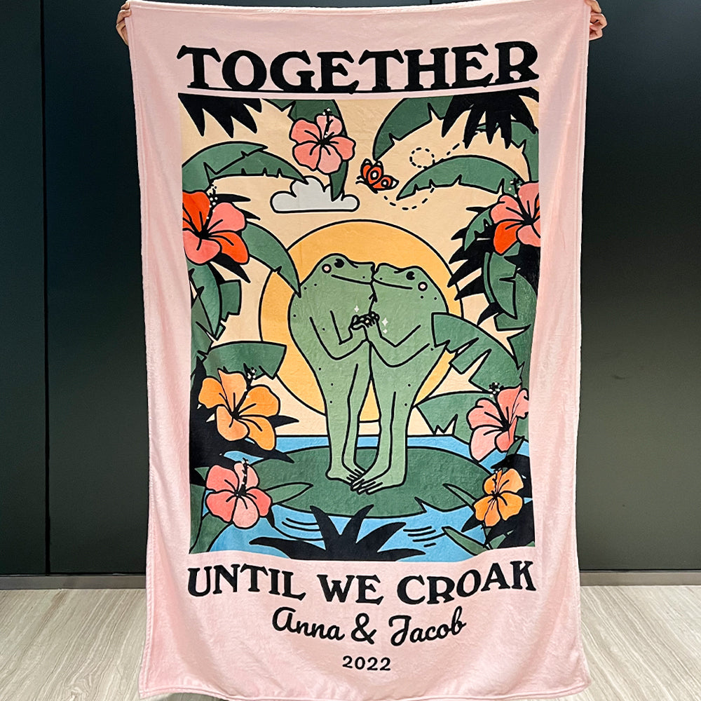 ⭐️Personalized Frog Illustration Blanket Together Until We Croak Style 4