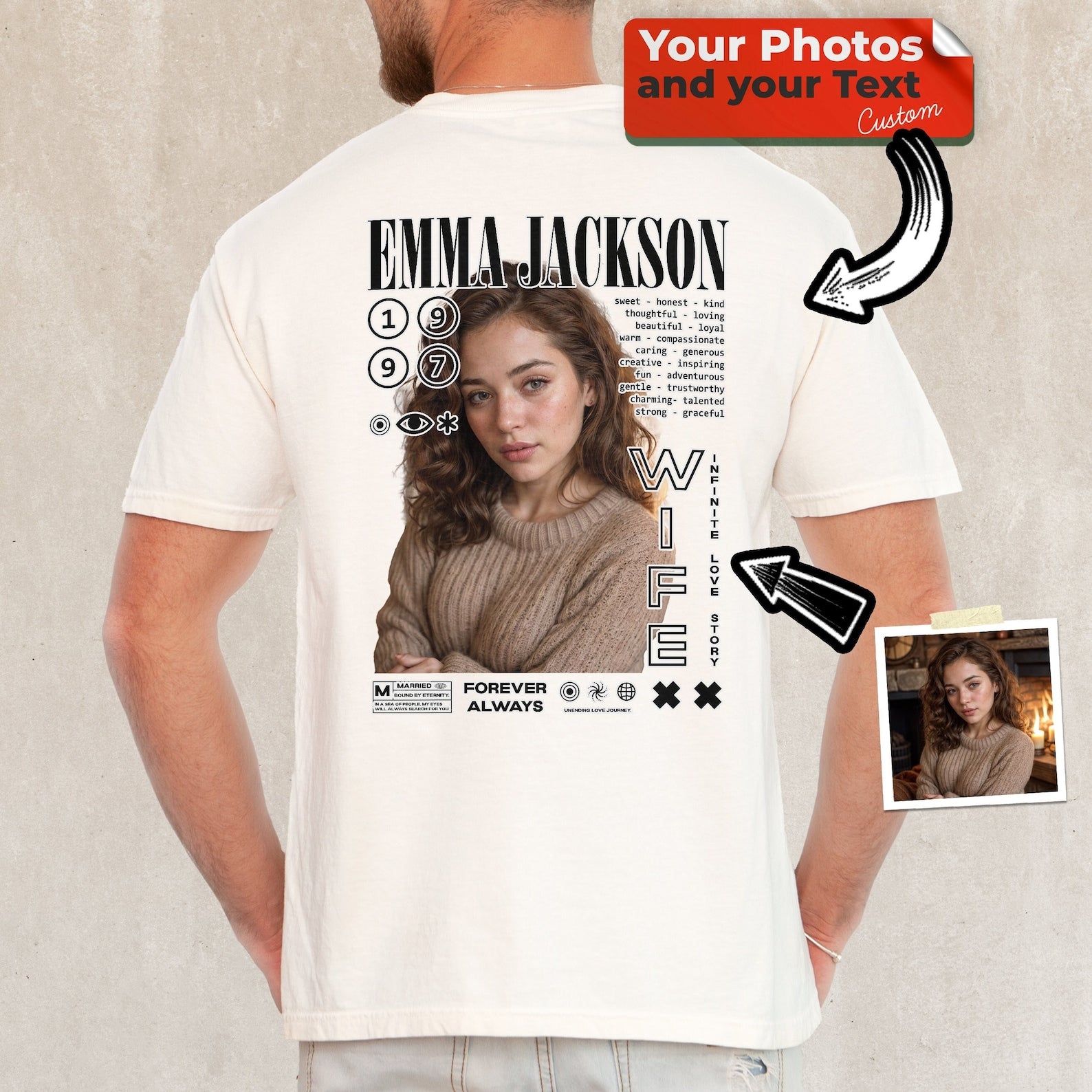 Custom Photo Face Couple Vintage Sweatshirt/Tee For Valentine's Day