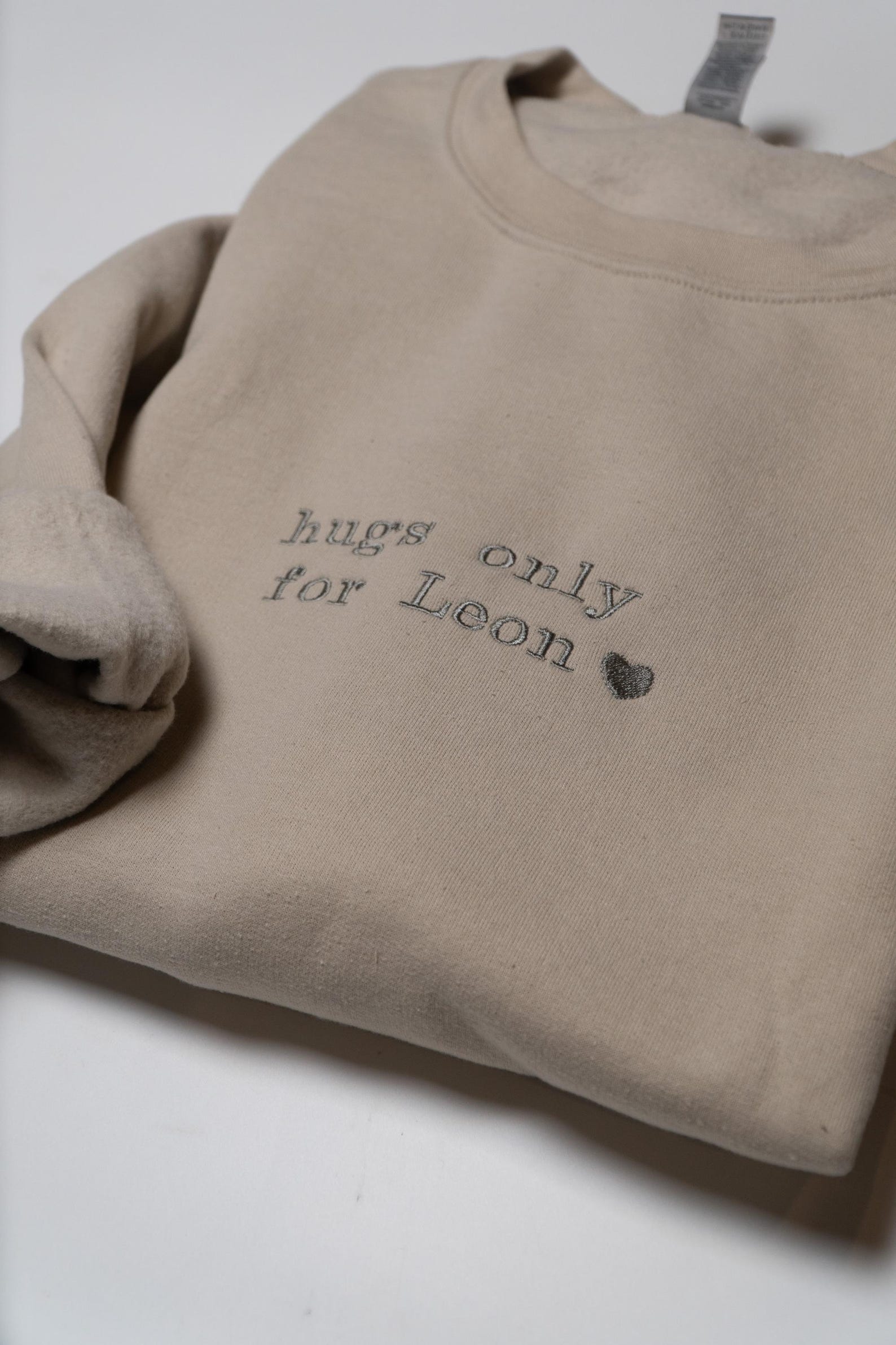 Custom Valentine's Day Hugs Only For Her Embroidery Sweatshirt