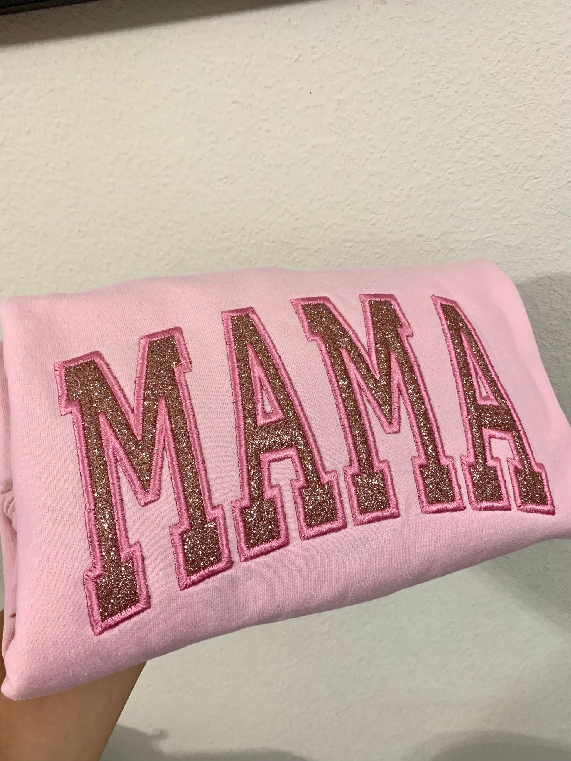 Custom Embroidered Applique Glitter Mama Sweatshirt - Gift for Mom