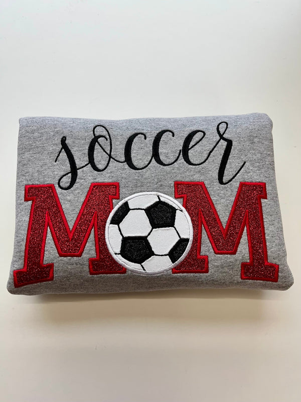 Personalized Glitter Embroidery Sports Mom Sweatshirt