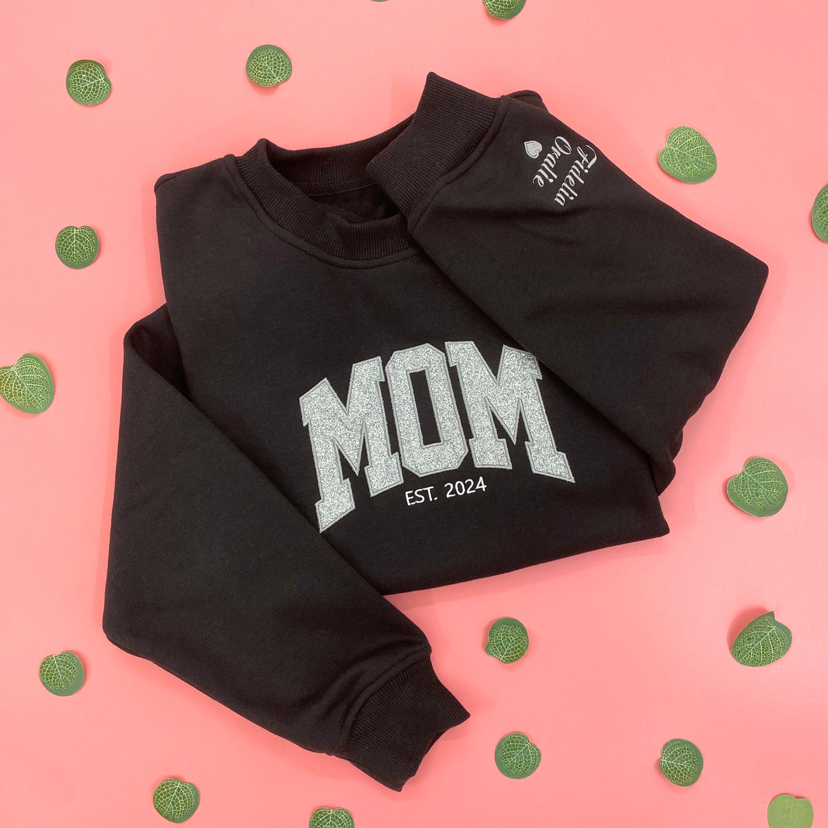 Custom Embroidered Applique Glitter Mama Sweatshirt - Gift for Mom