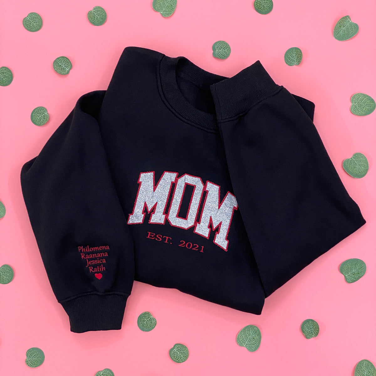 Custom Embroidered Applique Glitter Mama Sweatshirt - Gift for Mom