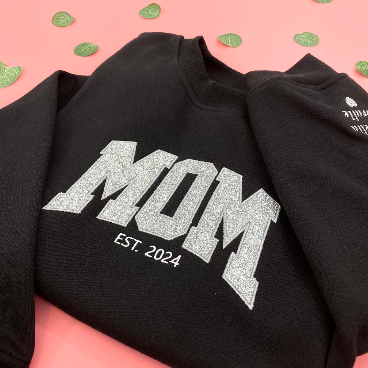 Custom Embroidered Applique Glitter Mama Sweatshirt - Gift for Mom