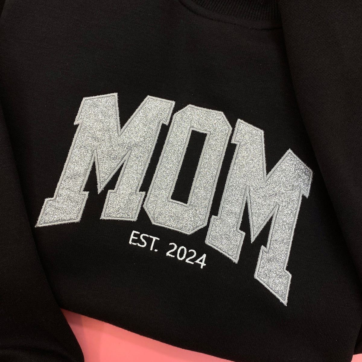 Custom Embroidered Applique Glitter Mama Sweatshirt - Gift for Mom