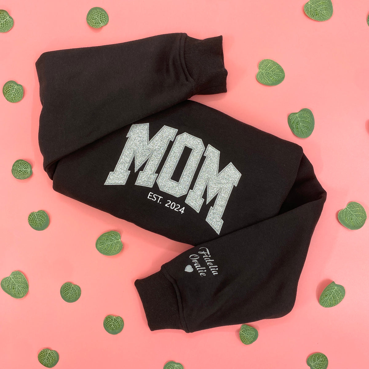 Custom Embroidered Applique Glitter Mama Sweatshirt - Gift for Mom