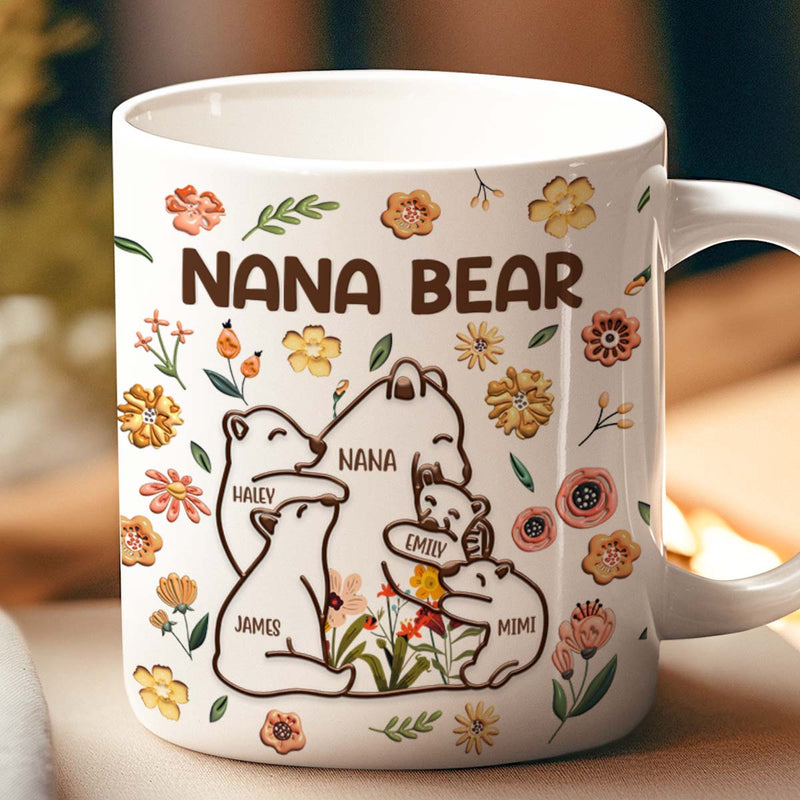 Mama Bear - Customized Personalized Mug - Family Gift For Mom Mother Daughter Son