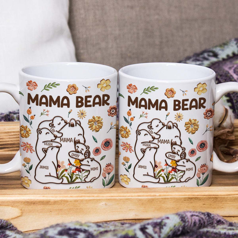 Mama Bear - Customized Personalized Mug - Family Gift For Mom Mother Daughter Son