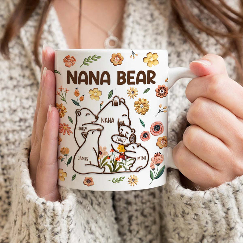 Mama Bear - Customized Personalized Mug - Family Gift For Mom Mother Daughter Son