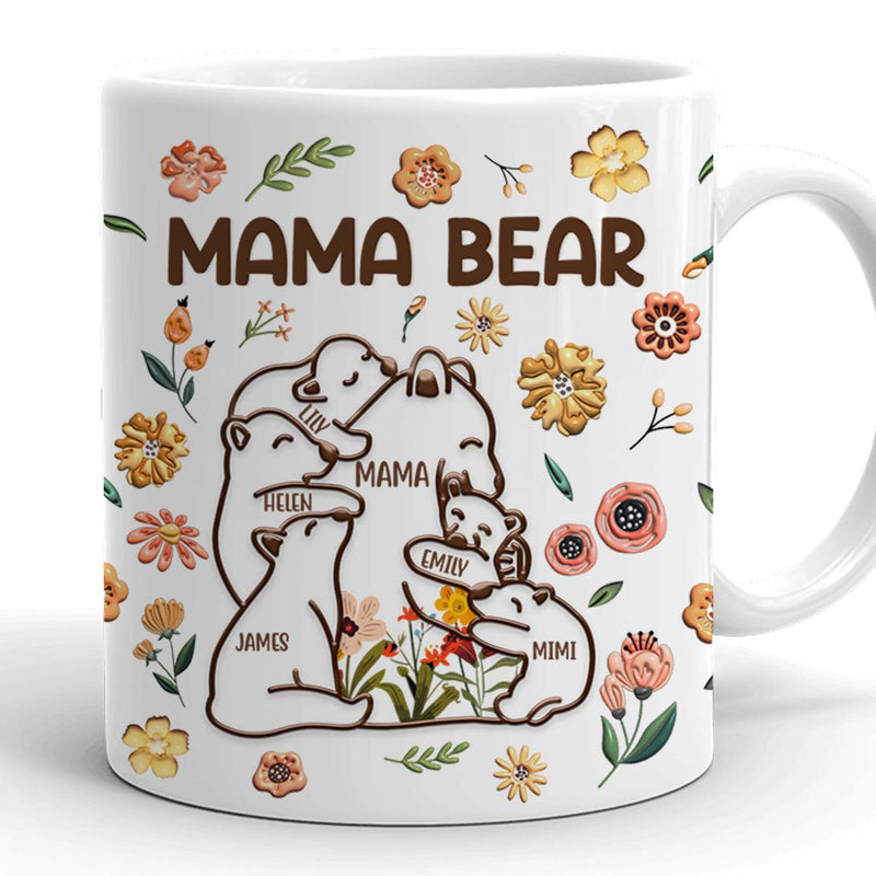 Mama Bear - Customized Personalized Mug - Family Gift For Mom Mother Daughter Son