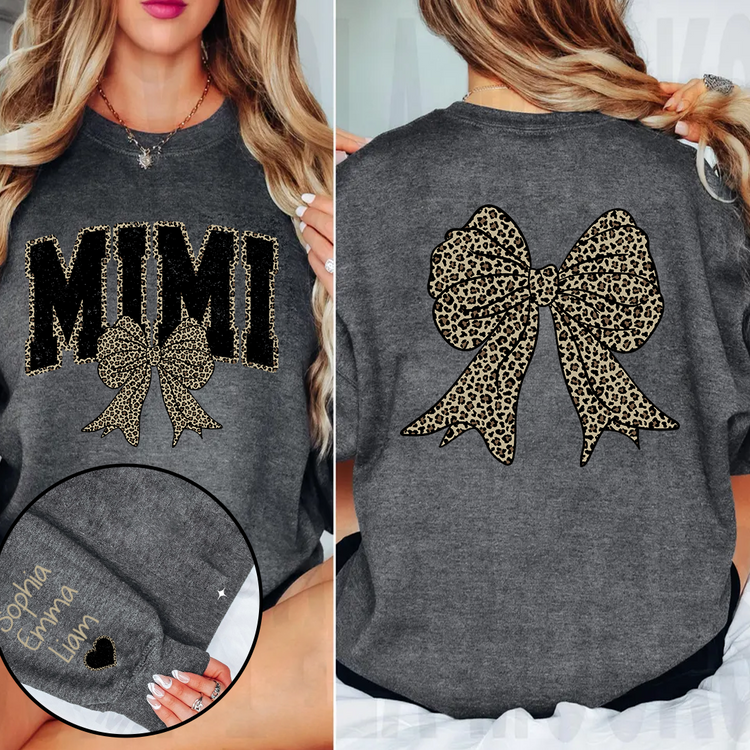 Personalized Mimi Mom Leopard Bow Sweatshirt