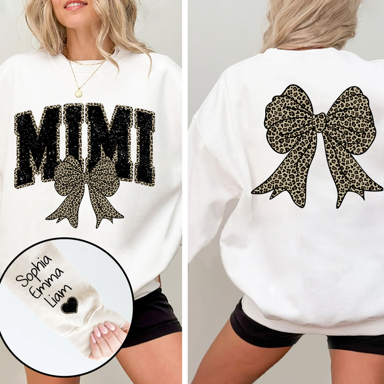 Personalized Mimi Mom Leopard Bow Sweatshirt