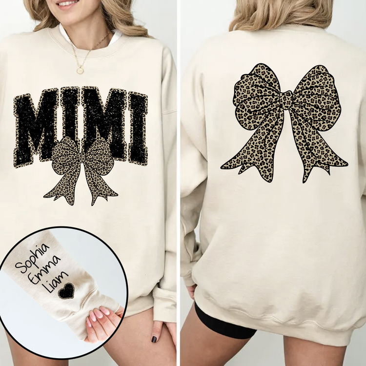 Personalized Mimi Mom Leopard Bow Sweatshirt