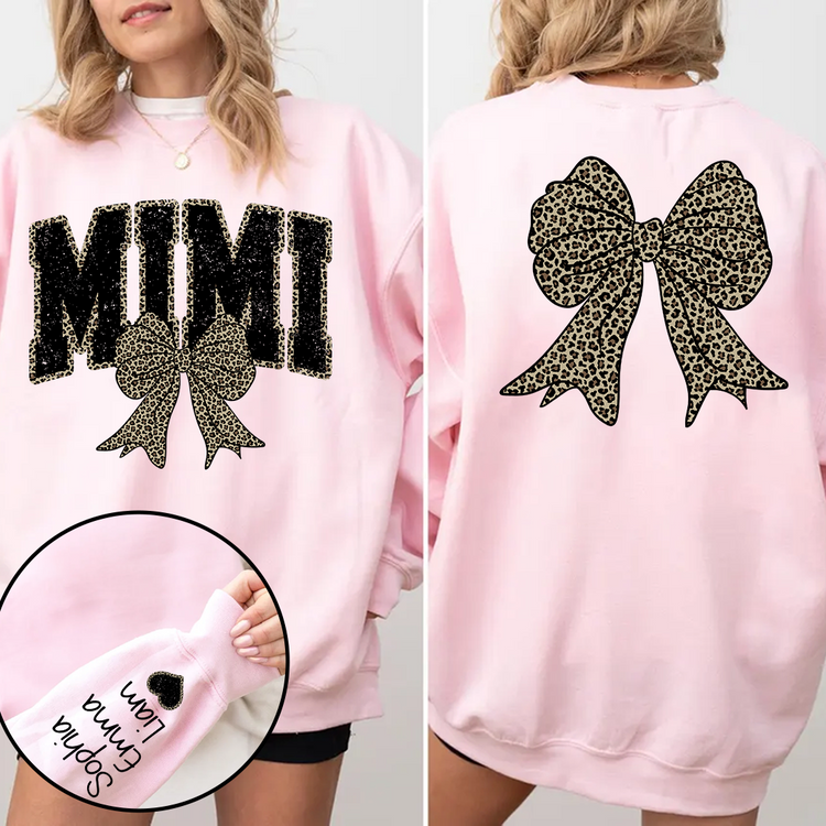 Personalized Mimi Mom Leopard Bow Sweatshirt