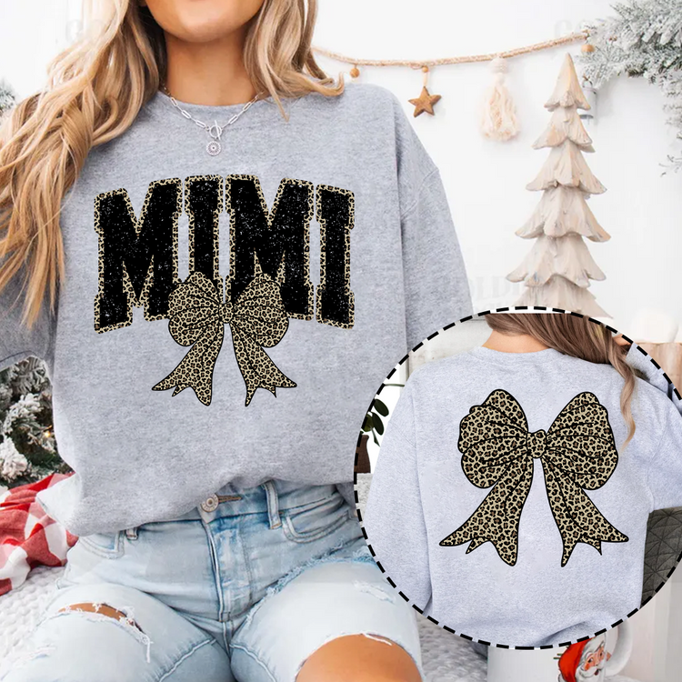 Personalized Mimi Mom Leopard Bow Sweatshirt