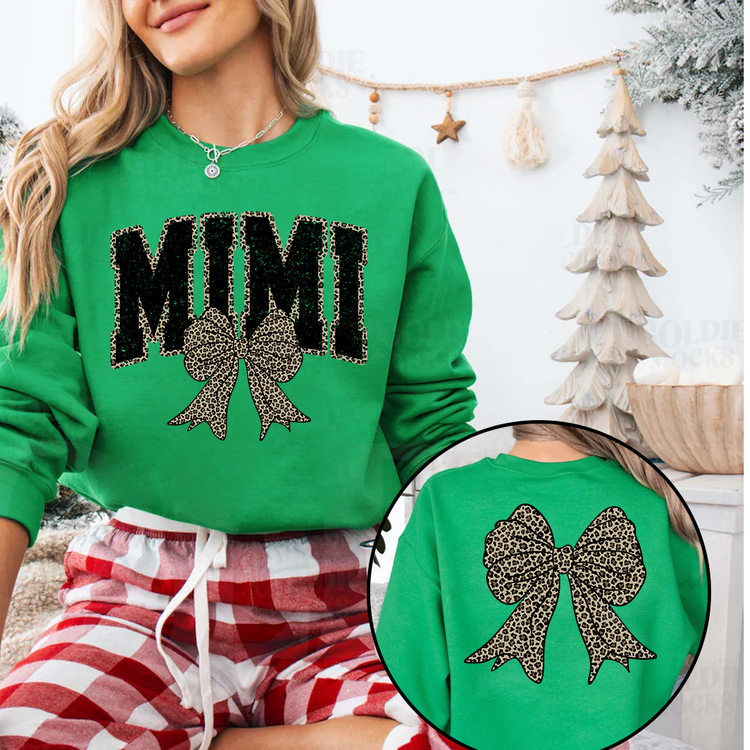 Personalized Mimi Mom Leopard Bow Sweatshirt