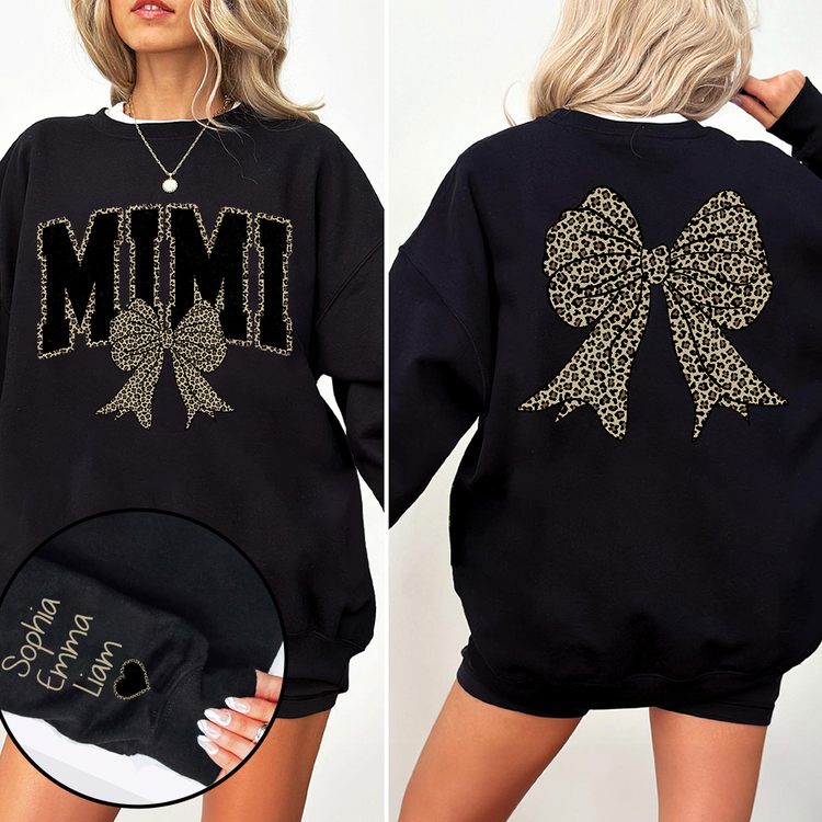 Personalized Mimi Mom Leopard Bow Sweatshirt