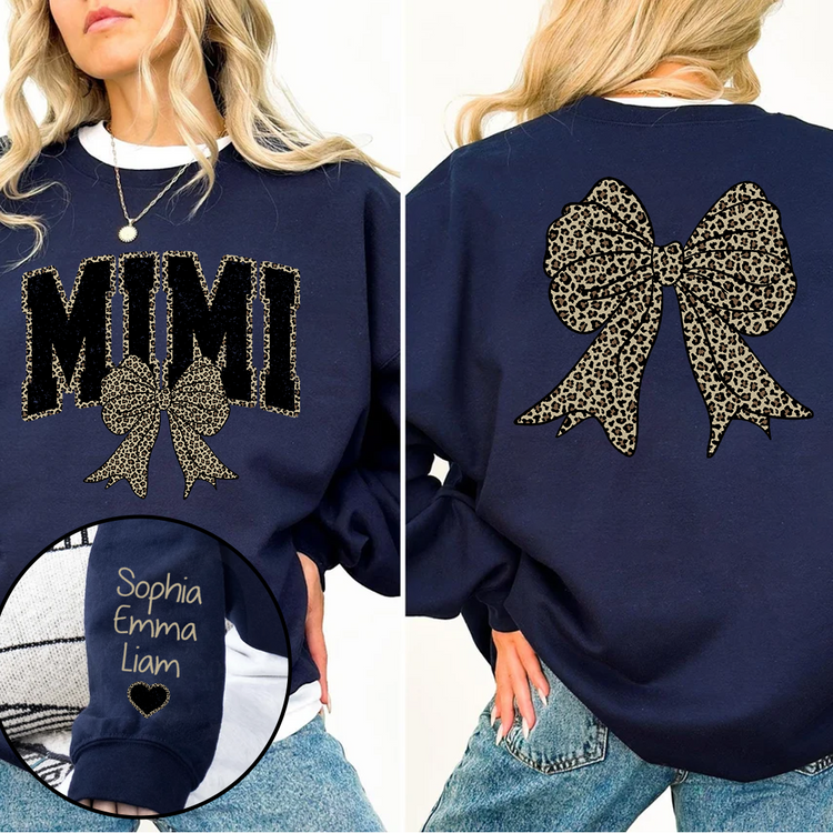 Personalized Mimi Mom Leopard Bow Sweatshirt