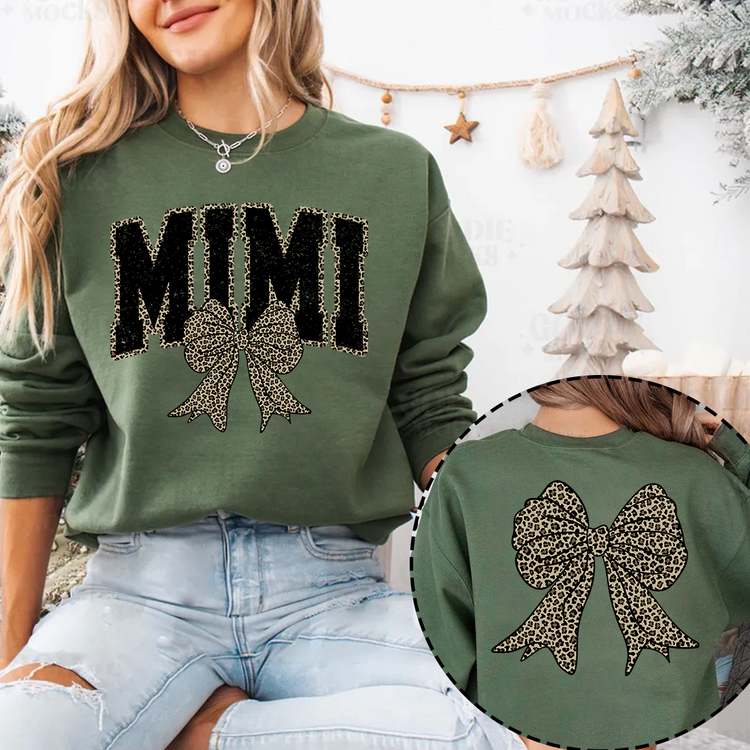 Personalized Mimi Mom Leopard Bow Sweatshirt