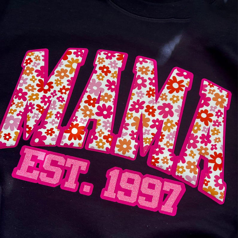 Custom Leopard Embroidery Mama Est Yaer Glitter Sweatshirt With Kids Name