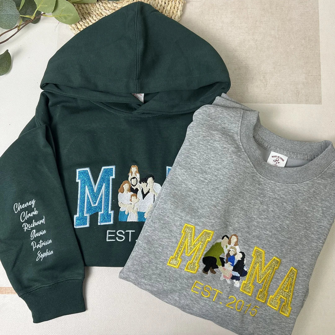 Personalized Embroidered Family Photo Glitter Sweatshirt