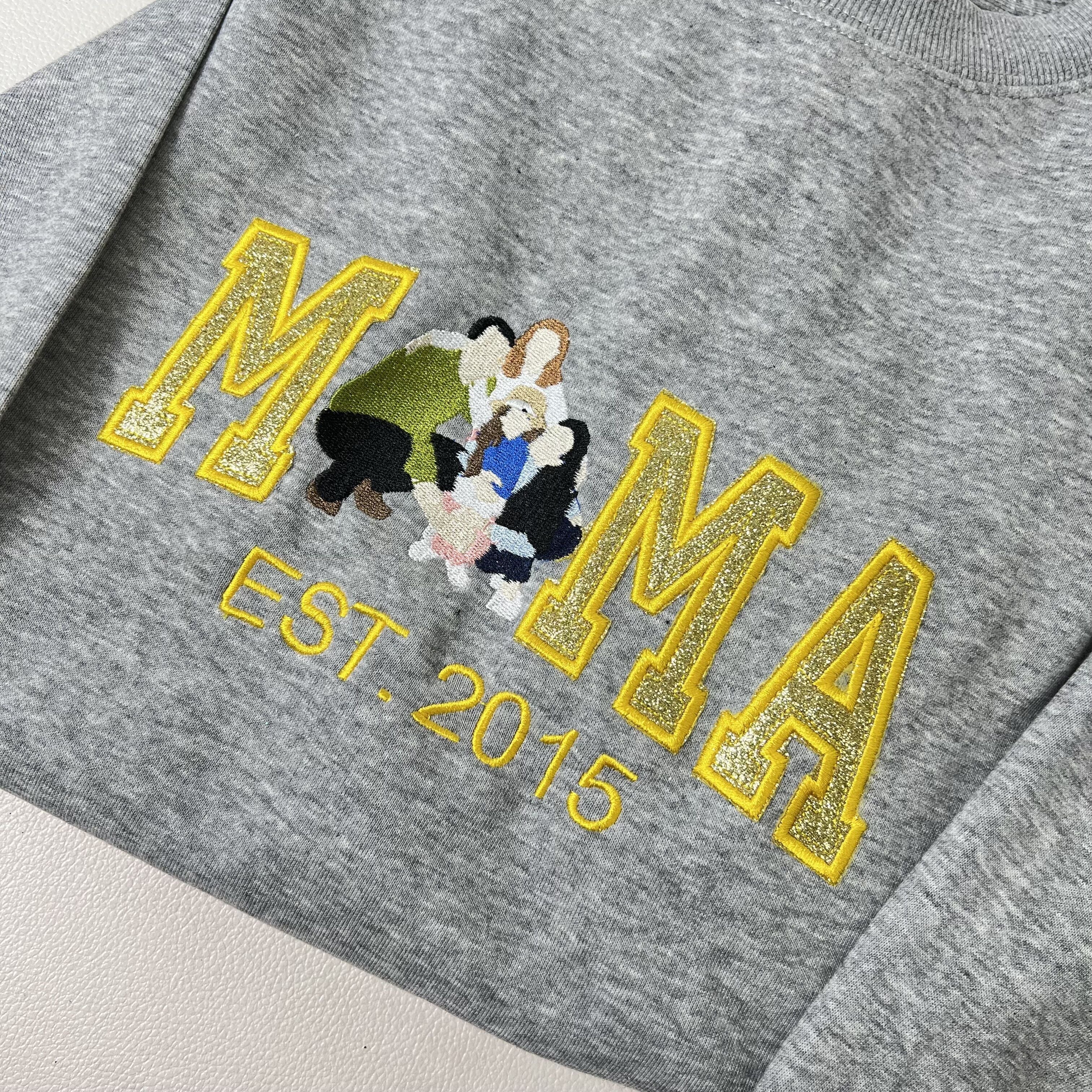 Personalized Embroidered Family Photo Glitter Sweatshirt