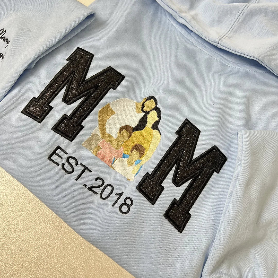 Personalized Embroidered Family Photo Glitter Sweatshirt