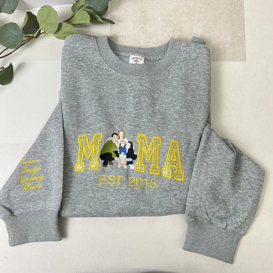 Personalized Embroidered Family Photo Glitter Sweatshirt