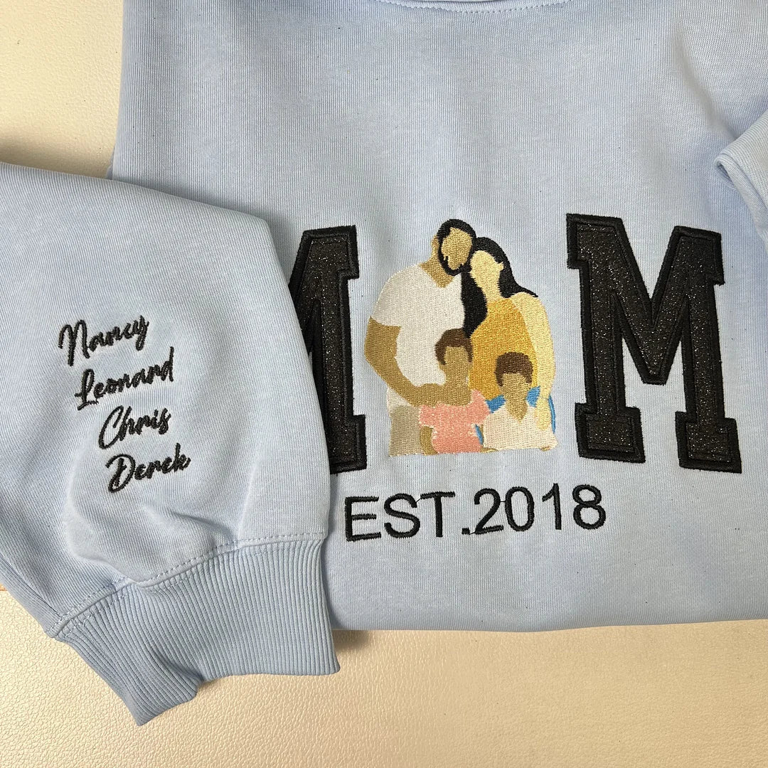 Personalized Embroidered Family Photo Glitter Sweatshirt