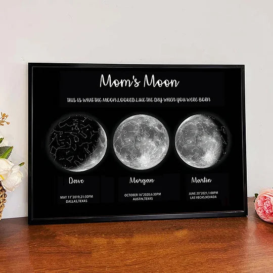 🌔 Customized Special Anniversary Moon Night Sky Family Gift - Mommy's Universe, Dad Moon