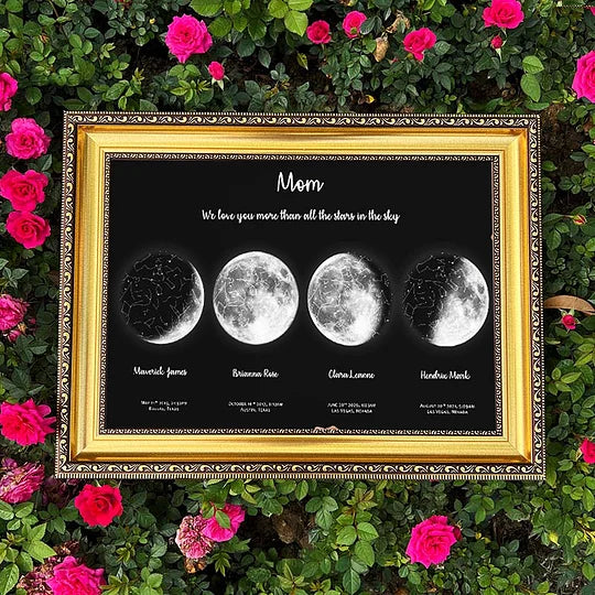 🌔 Customized Special Anniversary Moon Night Sky Family Gift - Mommy's Universe, Dad Moon