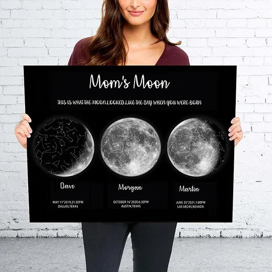 🌔 Customized Special Anniversary Moon Night Sky Family Gift - Mommy's Universe, Dad Moon