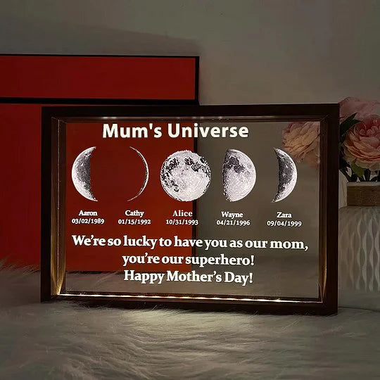 Custom Led Light Frame With Text And Date - Mum's Universe