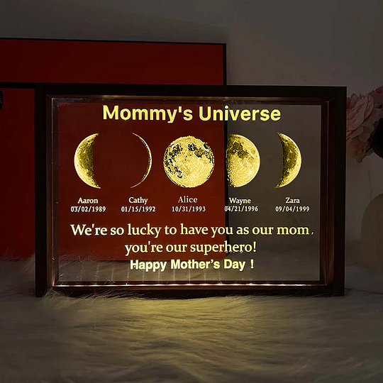 Custom Led Light Frame With Text And Date - Mum's Universe