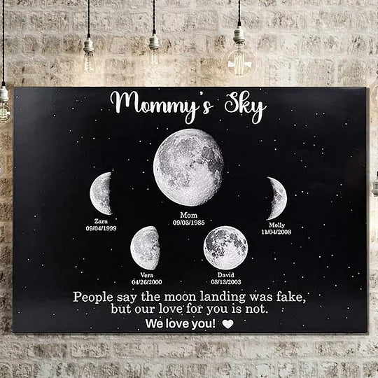 Print Custom encircling the moon Phase Frame With Text & Date- Mum's Universe