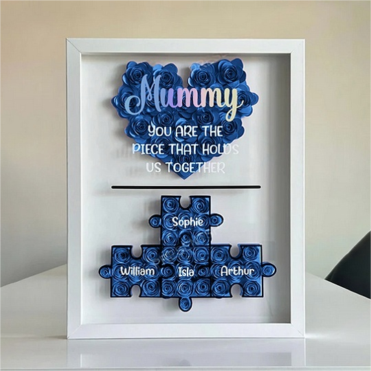 Mother’s Day Puzzle Flower Box | Paper Flower Shadow Box | Customized Gift for Birthdays, Anniversary, Mother's Day