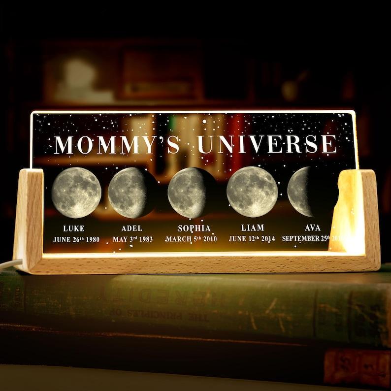 Personalised Mom Moon Phase Night Light Lamp