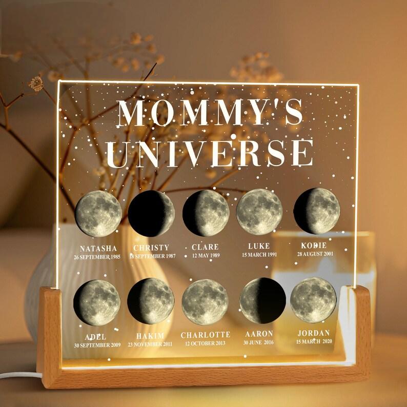 Personalised Mom Moon Phase Night Light Lamp