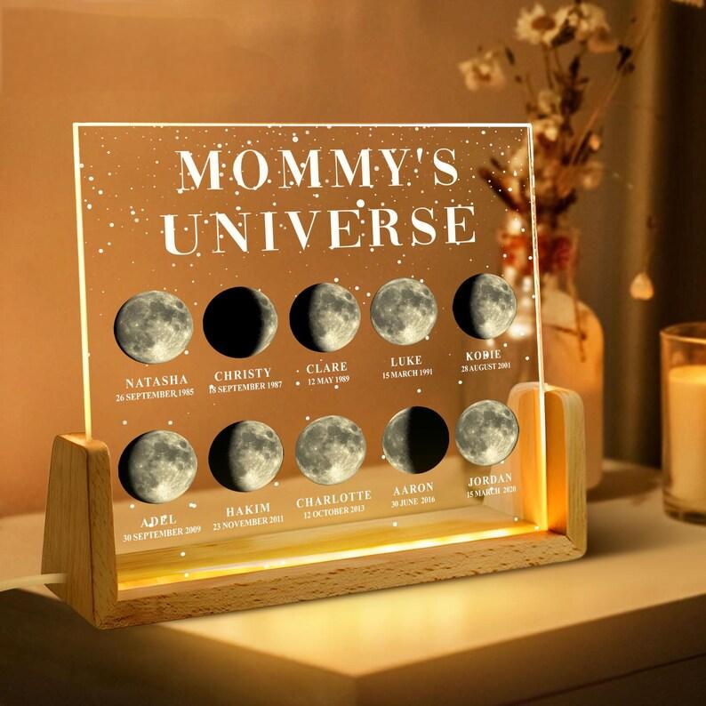 Personalised Mom Moon Phase Night Light Lamp