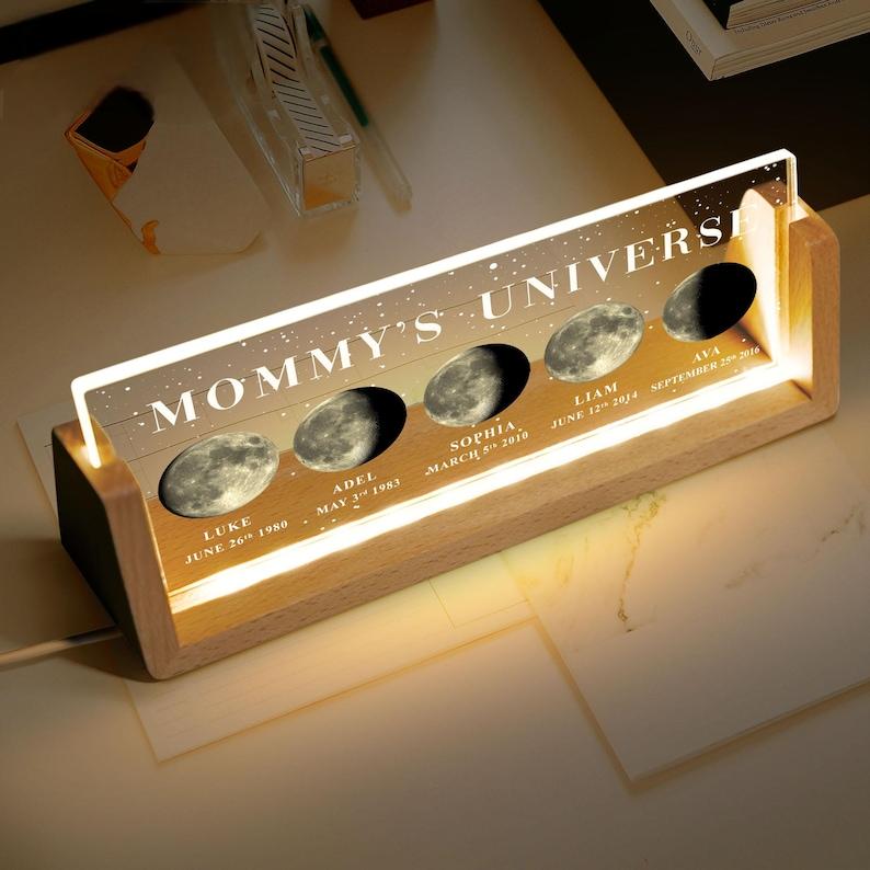 Personalised Mom Moon Phase Night Light Lamp