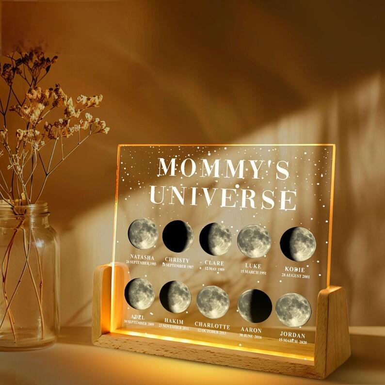 Personalised Mom Moon Phase Night Light Lamp