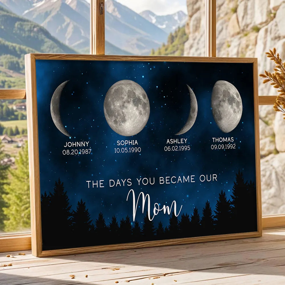 Personalized Galaxy Night Custom Birthday Moon Phase The Days You Became Our Mom Poster