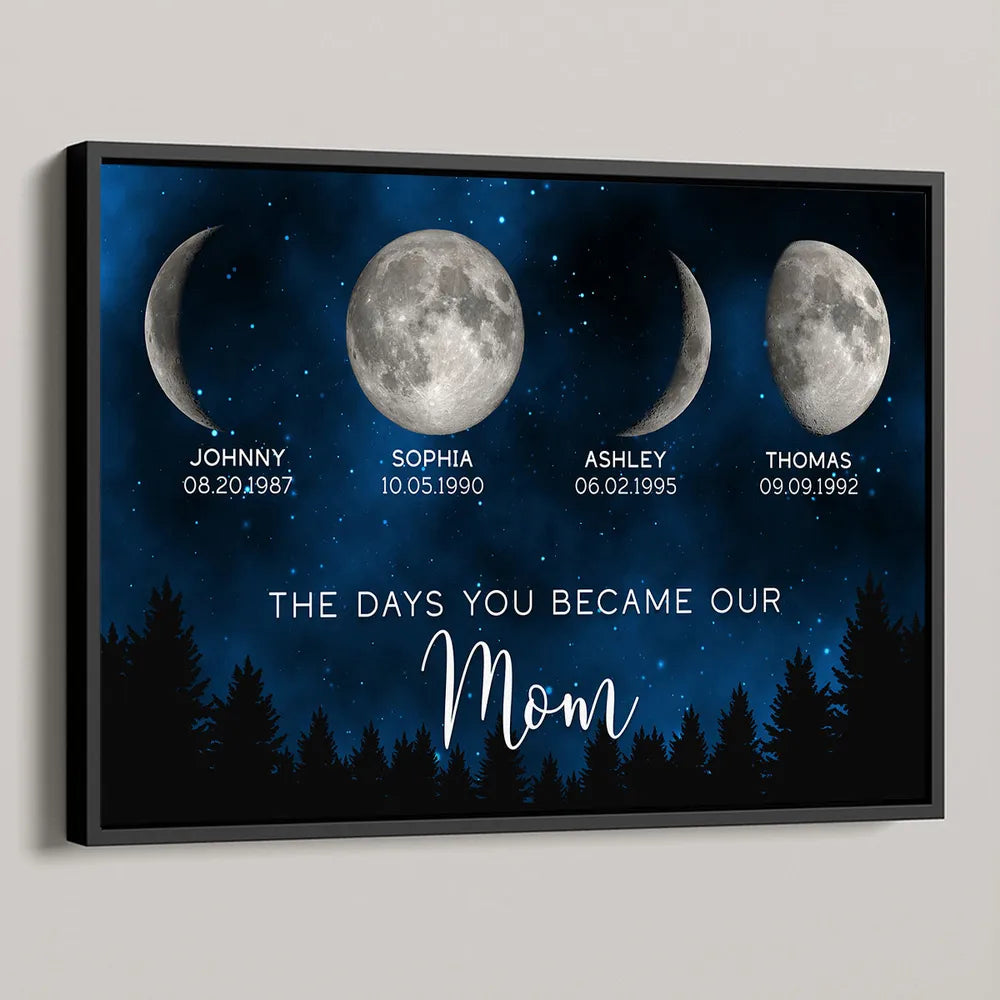 Personalized Galaxy Night Custom Birthday Moon Phase The Days You Became Our Mom Poster