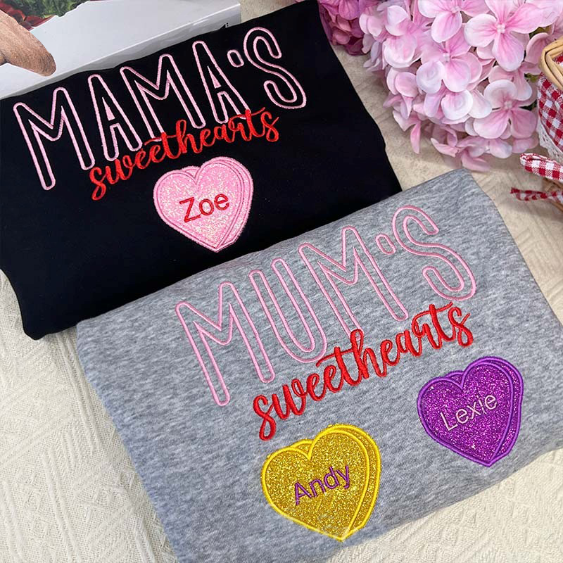 Custom Sparkling Mommy Sweetheart Embroidered Sweatshirt