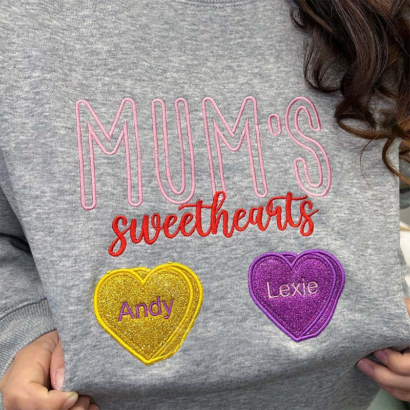 Custom Sparkling Mommy Sweetheart Embroidered Sweatshirt