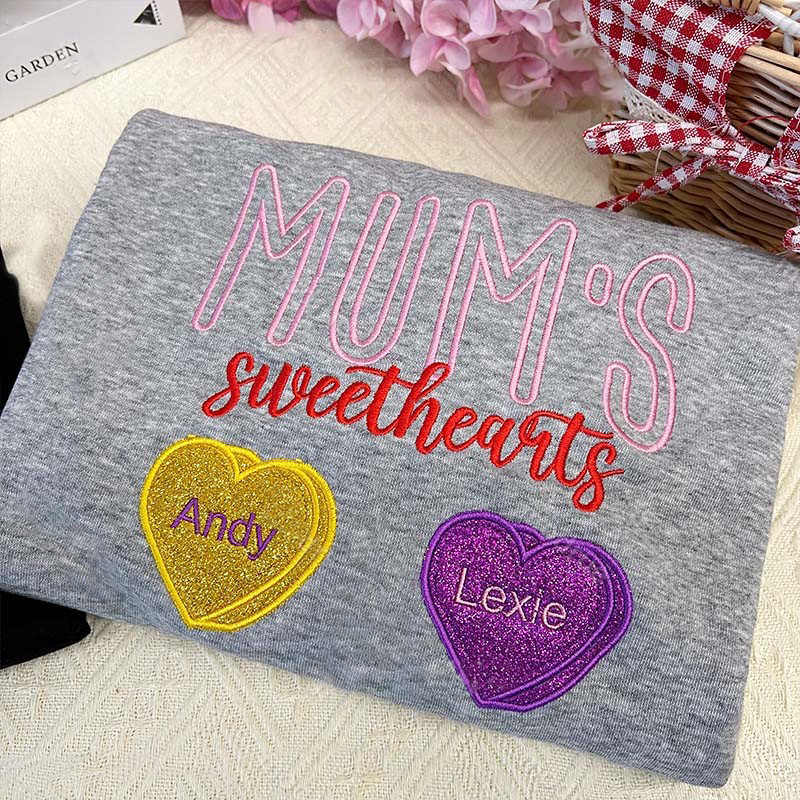 Custom Sparkling Mommy Sweetheart Embroidered Sweatshirt